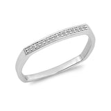 2mm Square Design Half Eternity Wedding Band Ring Round Pave 925 Sterling Silver Choose Color
