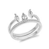 Fashion Ring Band Set Half Eternity Round Pear Marquise 925 Sterling Silver Choose Color