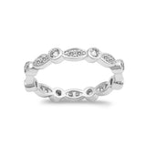 Marquise Round Design Wedding Band Ring Full Eternity Round CZ Stackable 925 Sterling Silver Choose Color