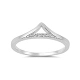 Chevron Midi Thumb V Ring Round Cubic Zirconia 925 Sterling Silver - Blue Apple Jewelry