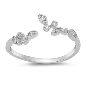 Fashion Cuff Ring Round Simulated Cubic Zirconia 925 Sterling Silver Choose Color