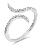 Fashion Swirl Curve Cuff Ring Round Simulated Cubic Zirconia 925 Sterling Silver Choose Color