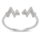 Fashion Zig Zag Cuff Ring Round Simulated Cubic Zirconia 925 Sterling Silver Choose Color