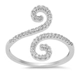 Swirl Ring Round Pave Simulated Cubic Zirconia 925 Sterling Silver Choose Color