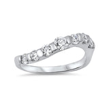 Half Eternity Curve Ring Band Round 925 Sterling Silver