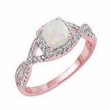 Halo Infinity Twist Shank Wedding Ring Lab Created Opal 925 Sterling Silver