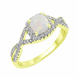 Halo Infinity Twist Shank Wedding Ring Lab Created Opal 925 Sterling Silver