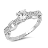 Solitaire Accent Engagement Ring Round Simulated CZ 925 Sterling Silver