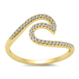 Wave Ring Round Pave Simulated CZ 925 Sterling Silver Trendy Ocean Beach Swirl