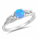 Solitaire Ring Celtic Shank Round Simulated CZ 925 Sterling Silver (6mm)
