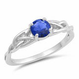 Solitaire Ring Celtic Shank Round Simulated CZ 925 Sterling Silver (6mm)