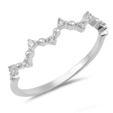 4mm Half Eternity Band Ring Wave Zig Zag Design Round CZ 925 Sterling Silver