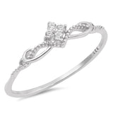 Fashion Cluster Ring Round Simulated Cubic Zirconia 925 Sterling Silver 4-Stone Choose Color