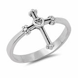 Solitaire Cross Ring Round Cubic Zirconia 925 Sterling Silver