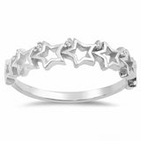 5mm Half Star Band Ring Round Cubic Zirconia 925 Sterling Silver