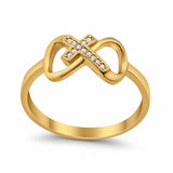 Cross Infinity Ring Round Cubic Zirconia 925 Sterling Silver Choose Color