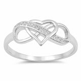 Infinity Heart Promise Ring Round Cubic Zirconia 925 Sterling Silver Heart Infinity