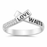 Love Waits Ring Round Cubic Zirconia 925 Sterling Silver
