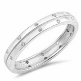 4mm Double Band Design Grooved Inlay Unisex Ring Round 925 Sterling Silver