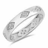 4mm Band Marquise Design Eternity Ring Round 925 Sterling Silver