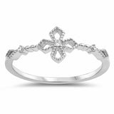 Cross Ring Round Cubic Zirconia 925 Sterling Silver