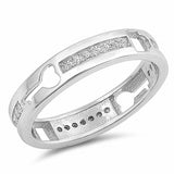 4mm Sideways Key Band Ring Round 925 Sterling Silver