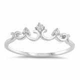 Filigree Crown Ring Round Cubic Zirconia 925 Sterling Silver