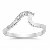 Ocean Beach Wave Ring Round Cubic Zirconia 925 Sterling Silver Choose Color