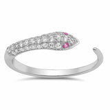 Fashion Snake Ring Round Simulated Ruby Cubic Zirconia 925 Sterling Silver Choose Color