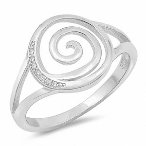Swirl Spiral Ring Round Cubic Zirconia 925 Sterling Silver Choose Color