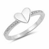 Folded Heart Ring Round Cubic Zirconia 925 Sterling Silver Choose Color