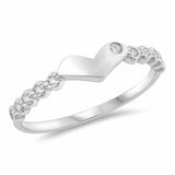 Heart Ring Round Cubic Zirconia 925 Sterling Silver Choose Color