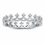 Crown Band Round Cubic Zirconia 925 Sterling Silver