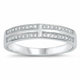 Half Eternity Cross Ring Band Round 925 Sterling Silver Choose Color