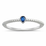 Petite Dainty Pear Teardrop Ring Round Cubic Zirconia 925 Sterling Silver Choose Color