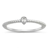 Petite Dainty Pear Teardrop Ring Round Cubic Zirconia 925 Sterling Silver Choose Color