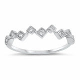 Zig Zag Half Eternity Band Round Cubic Zirconia 925 Sterling Silver Choose Color