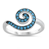 Swirl Spiral Ring Round Simulated Nano Turqouise 925 Sterling Silver Choose Color