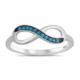Infinity Ring Crisscross Round Simulated Nano Turquoise 925 Sterling Silver  (6mm)
