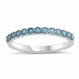 Bezel Eternity Style Round Simulated Nano Turquoise 925 Sterling Silver Choose Color