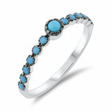 Half Eternity Design Round Simulated Nano Turquoise 925 Sterling Silver (4mm)