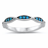Eternity Style Band Round Simulated Nano Turquoise 925 Sterling Silver