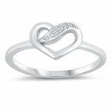 Heart Ring Promise Ring Round Cubic Zirconia 925 Sterling Silver Choose Color