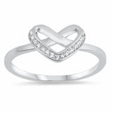 Tangled Knot Heart Promise Ring Round Cubic Zirconia 925 Sterling Silver Choose Color