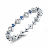 3mm Art Deco Wedding Band Ring Alternating Round Simulated Sapphire CZ 925 Sterling Silver Choose Color
