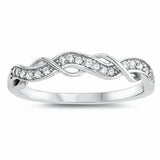 Twisted Band Ring Round Cubic Zirconia 925 Sterling Silver Choose Color