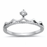 Crown Ring Round Cubic Zirconia 925 Sterling Silver Choose Color