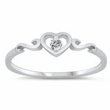 Heart Filigree Ring Round Cubic Zirconia 925 Sterling Silver Choose Color