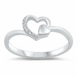 Heart Promise Ring Round Cubic Zirconia 925 Sterling Silver Choose Color