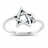 Jewish Star Ring Round Cubic Zirconia 925 Sterling Silver Choose Color